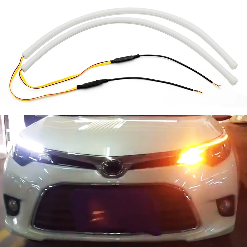 Автомобильная дневная ходовая лампа DRL гибкая мягкая трубка Светодиодная лента