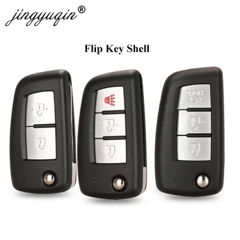 Keyforkess 10pcs 2/3BTN Shell chiave auto remota per Nissan Qashqai Sunny NV200 J11 Pulsar C13 Juke x-trail T32 Micra Flip Key NSN14