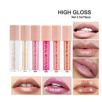 

6Pcs/Set Waterproof Liquid Lip Gloss Long Lasting Pearlescent Matte High Gloss Makeup Lip Glaze Glitter Liquid Lipstick Makeup