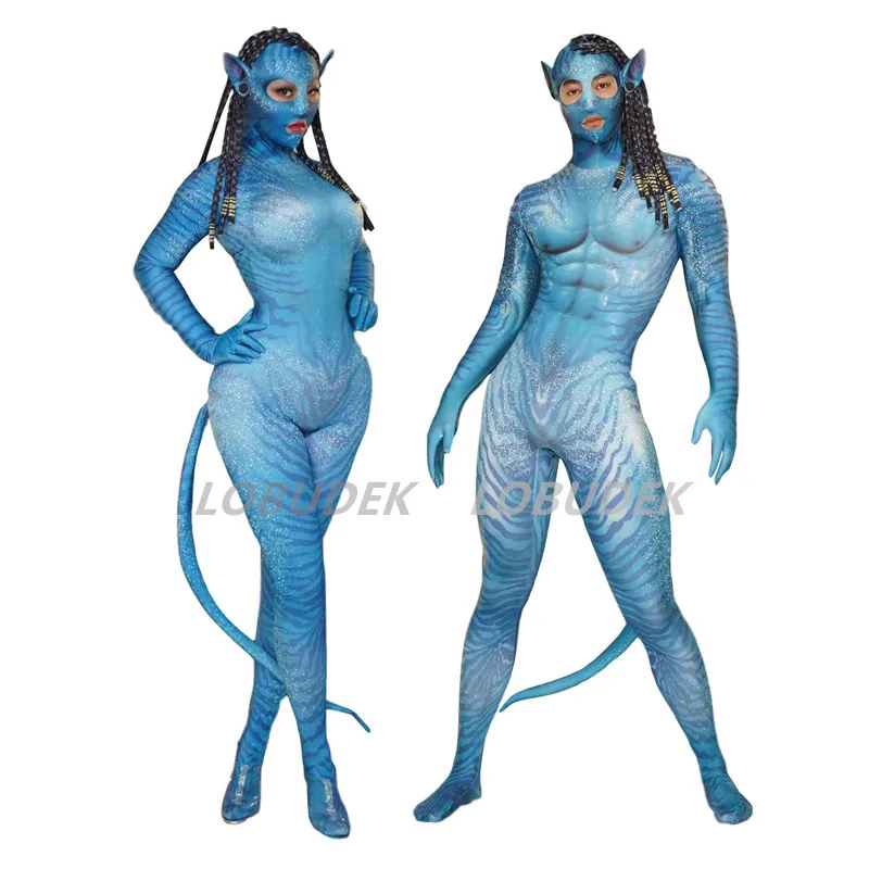 Синий комбинезон с принтом для мужчин и женщин; костюмы для косплея на Хэллоуин; вечерние костюмы для сцены; вечерние танцевальные колготки