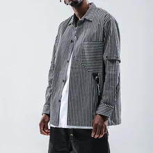 Ковбойская безрукавка для мужчин и женщин, рубашки с длинным рукавом в стиле хип-хоп, в полоску, свободные, повседневные, Swag kanye west, уличная одежда, 19ss, модные топы, рубашка поло