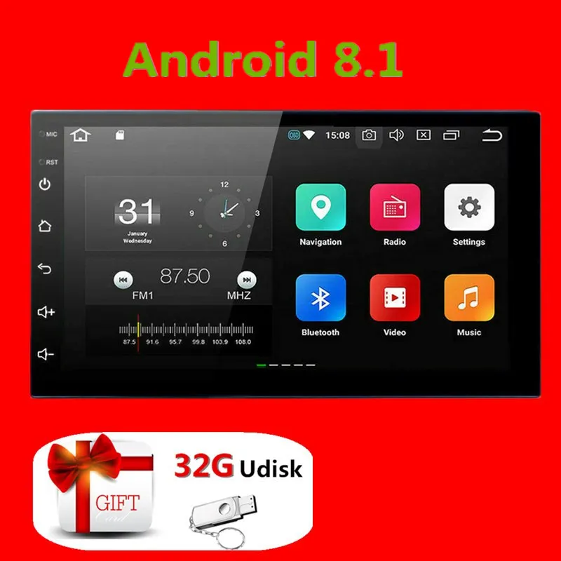 

2 Din Android Car Multimedia Player GPS Navigation HD Autoradio WiFi USB FM 2Din Car Audio Radio Stereo Backup Monitor 2 Din