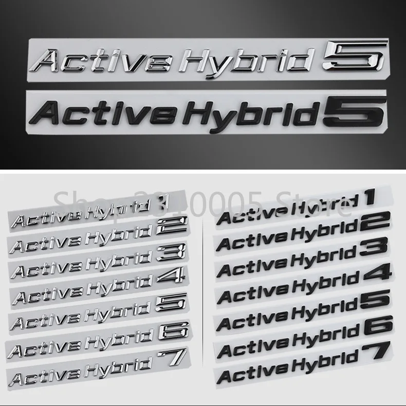 Active Hybrid 1 2 3 4 5 6 7 8 Car Styling Trunk Letters Emblem Nameplate Logo Badge for BMW Series 1 2 3 4 5 6 7 Chrome Black