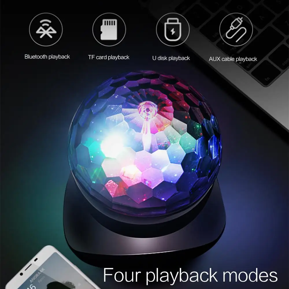 Сценический светильник USB/TF/AUX Bluetooth динамик DJ клуб праздник светильник ing стробоскоп светильник фантастическое вращение на 360 ° хрустальный магический шар