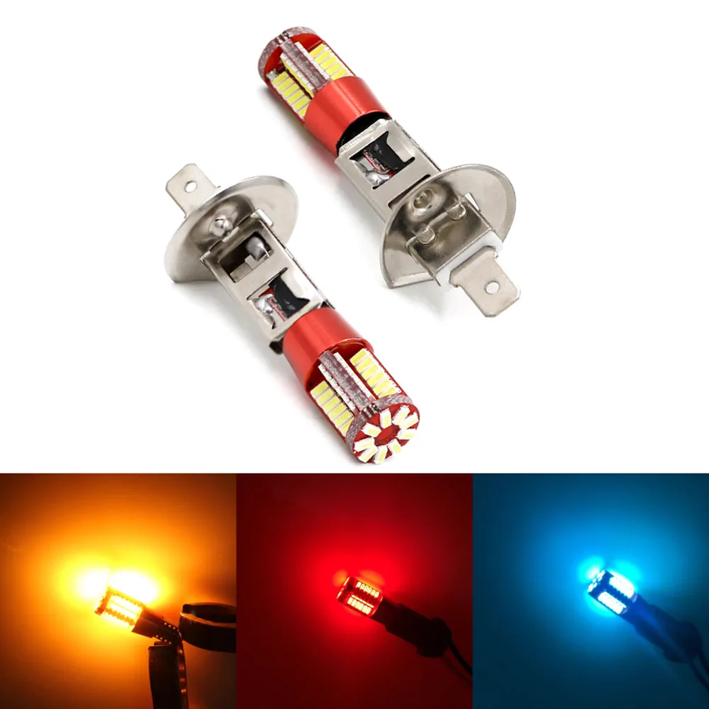 2PCS Brilliant Red H1 30-SMD LED Car Fog Lights Daytime Running Lamps DRL  Bulbs