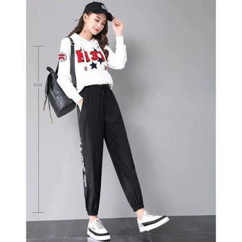 

Loose High-Elastic Sports Side Print Harajuku Sport Feet Nine Points Pants