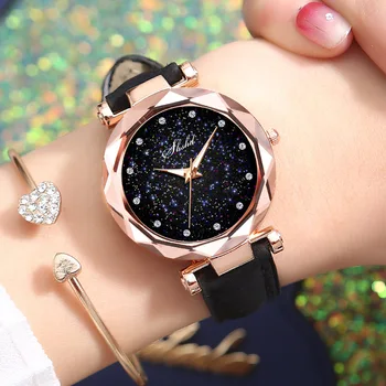 

Fashion Student Watch Women Wristwatch PU Leather Strap Wristwatch Women Star Dial Clock Hour Relogio Mujer Femme C078