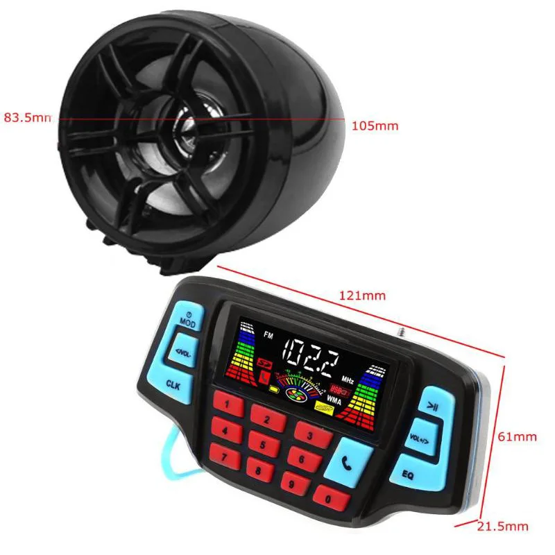 Мотоцикл Mp3 музыкальный плеер аудио Hands-Free Bluetooth стерео динамик fm-радио Водонепроницаемая аудиосистема