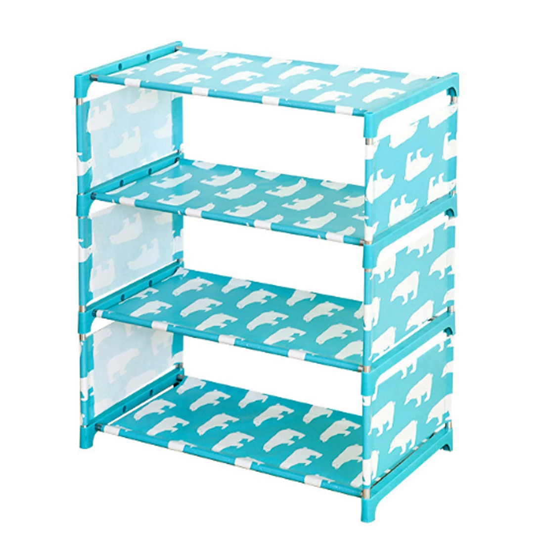 

Freshness Large Capacity Four Layers Nonwoven Fabric Shoe Rack - Blue Polar Bear Pattern