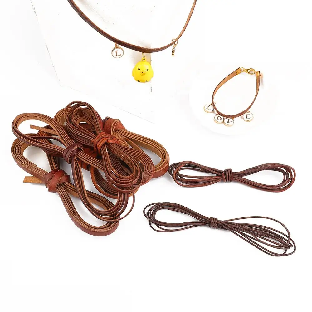 Cordon Cuir De Vache Tressé 2 Mètres - 3/4/5/6/8 Mm, Pour Bijoux Et Bricolage