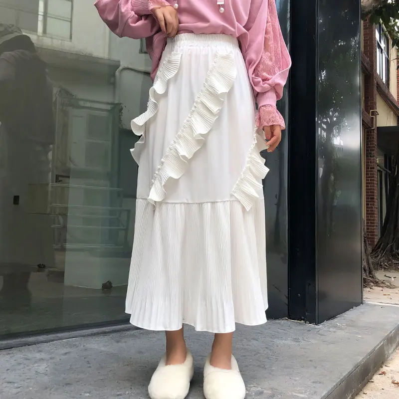 Сделать плиссированные юбки qiu dong женский хан издание falbala темперамент слова Юбки Длинные Нерегулярные торт юбка