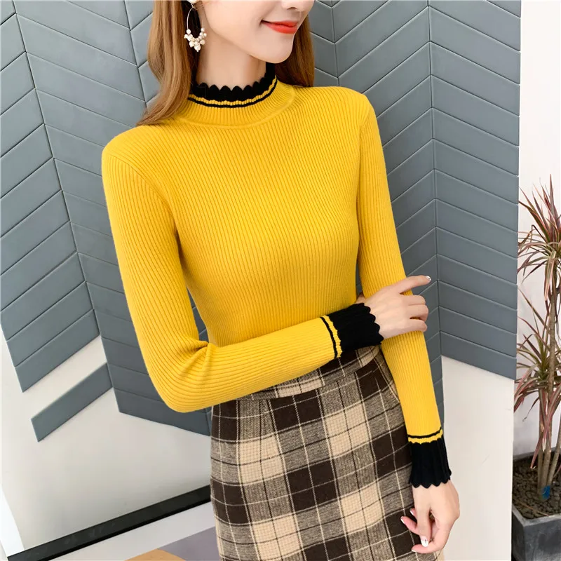 Pullover Jumper Sweater Women Room 137233, Row 6, No.4, Lower] Actual Photo Of New Slim Collar T-shirt Bottoming Shirt 34