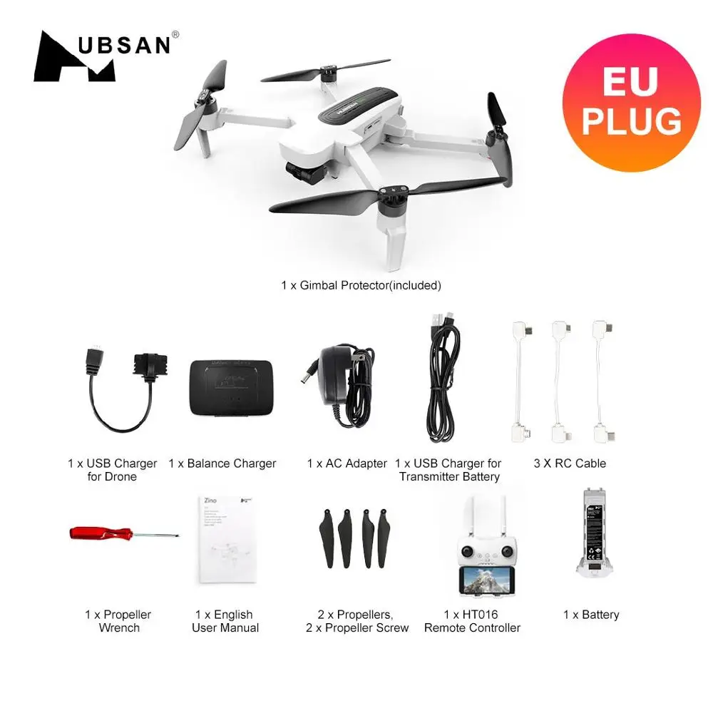 In Stock Hubsan H117S Zino 4K UHD GPS Brushless RC Drone With UHD FPV WIFI HD Camera Gimbal RC Quadcopter Professional RTF / RNF - Цвет: 1 battery and no bag