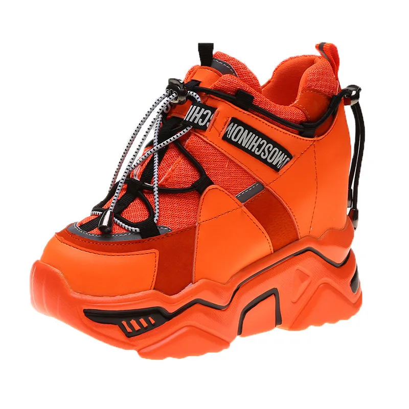 Skup Nowy 2019 kobiety buty na platformie jesień oddychające kliny buty casual 10CM wysokie obcasy gruba podeszwa trampki kobieta Deportivas Mujer