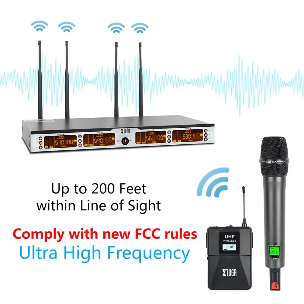 XTUGA SKM4000 PLUS профессиональная 4*100 каналов UHF Беспроводная микрофонная система с 2 ручными и 2 металлическими корпусами