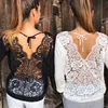 2022 New Sexy Women's Longsleeve Loose Lace Back Casual Shirt Autumn Tops T-Shirt Fashion Women Clothes ► Photo 1/3