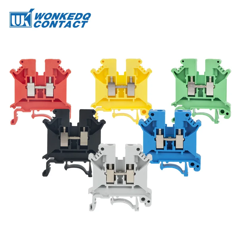 10Pcs UK5N 나사 와이어 커넥터 4mm 케이블 4mm² 피드스루 연결 12AWG 플러그 전기 마운트 DIN 레일 터미널 블록 UK 5N