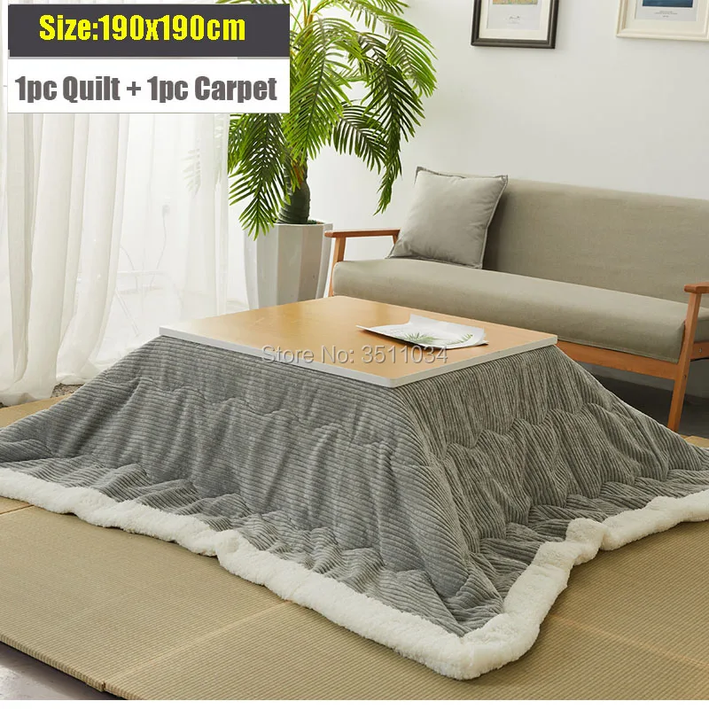 Coperta Futon Invernale In Stile Coreano Kotatsu 1Pc Funto + 1Pc Tappeto 190X190Cm Trapunta Morbida In Cotone Per Tavolo Riscaldante Giapponese Kotats