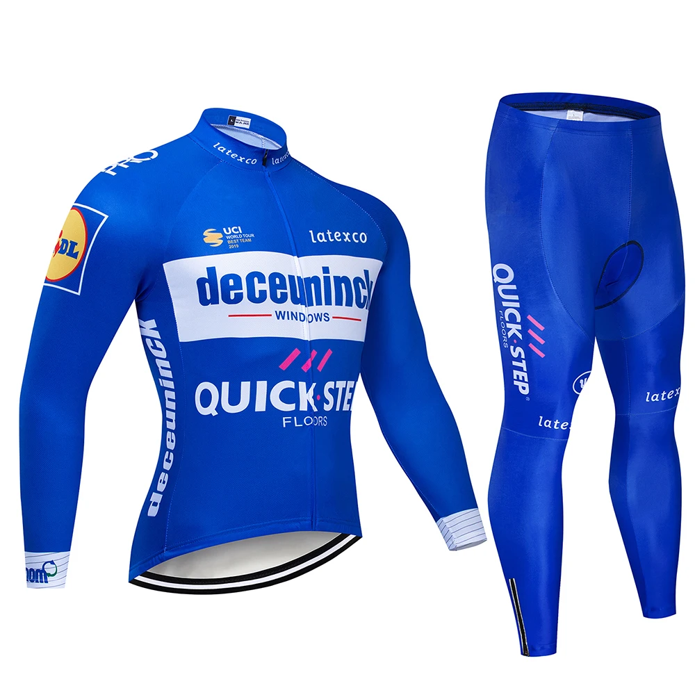 Pro Team QUICK STEP Cycling Jersey 9D Bib Set Belgium Bike Clothing Mens Winter Thermal Fleece Bicycle Clothes Cycling Wear - Цвет: Pic Color