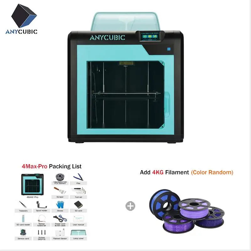 Anycubic 3d принтер Impresora 4Max-Pro Imprimante Высокая Точность lcd Настольный уровень UM2 большой размер печать 3d принтер Diy комплект - Цвет: 4Max- -Pro Add 4KG