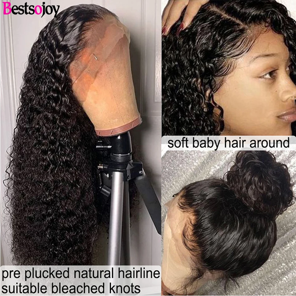 Bestsojoy 360 Lace Frontal Wig 13X6 Kinky Curly Lace Front Human Hair Wigs Curly Human Hair Wigs 180% Density Remy Brazlian Hair