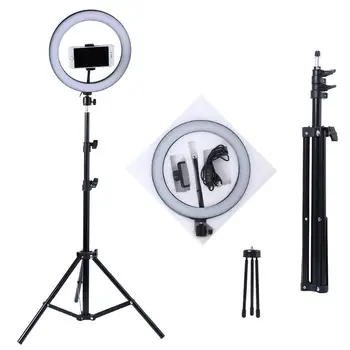

Photography LED Selfie Ring Light 10inch Dimmable Camera Phone Ring Lamp With Stand Tripods For Makeup Video Live Studio