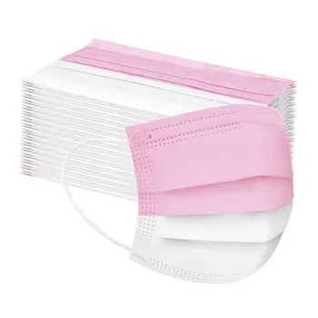 

10/20/30/40/50/60/70/80pc Disposable Face Masks Non-woven Breathable Mask 3 Ply Ear Loop Adults Two-color Stitching Mascarillad