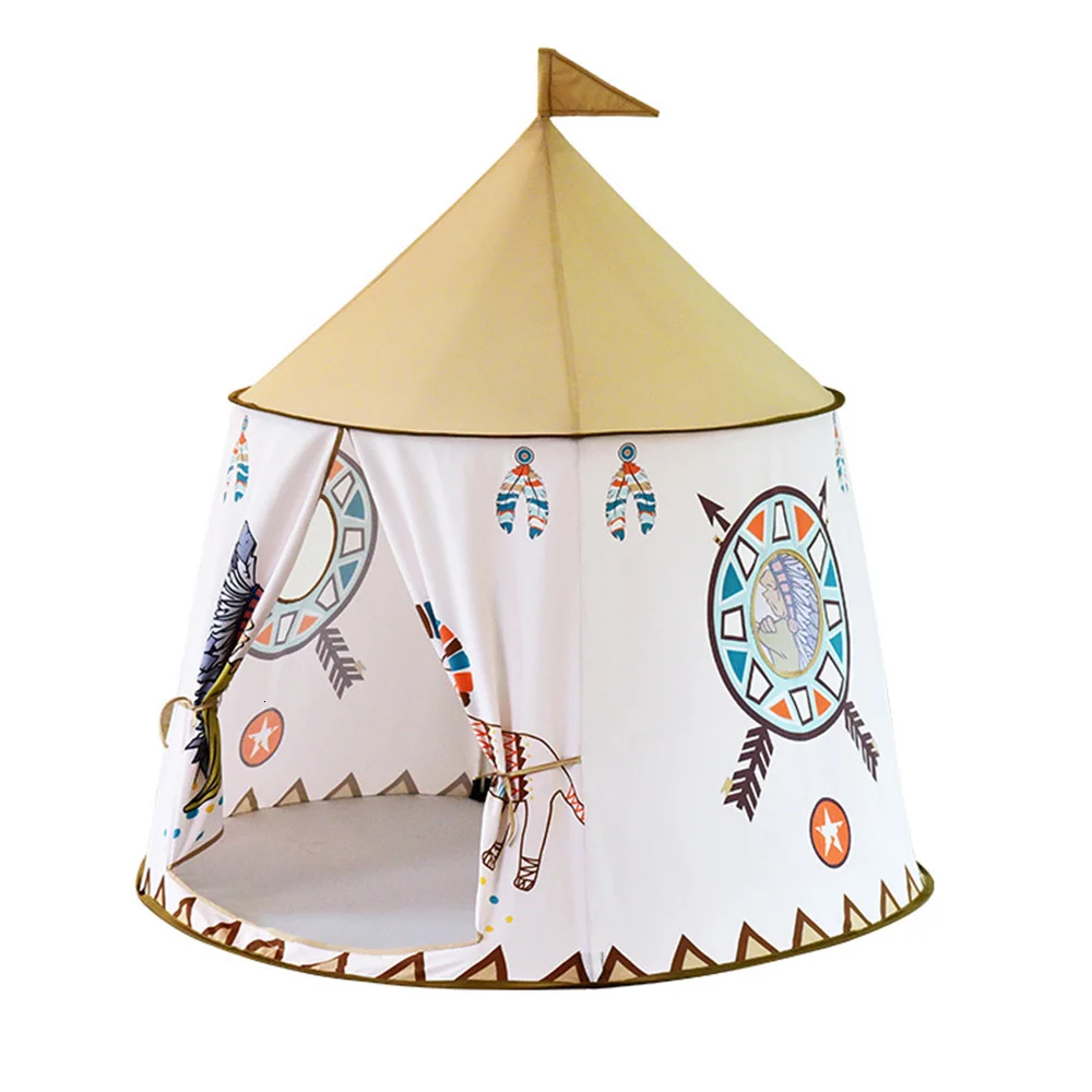 Детская складная палатка Tipi для детей, Детский игровой домик, вигвам, Замок принцессы, вигвам, Детская палатка с флагом, детская комната, игрушка - Цвет: WJ3451A