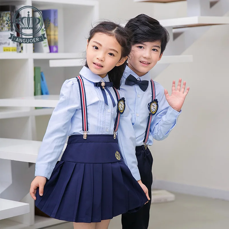 Kindergarten Suit Spring And Autumn Long-sleeve Blouse Pleated Skirt Set Young STUDENT'S British Style Children School Uniform C