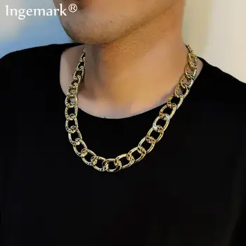 

Unique Aluminum Lock Choker Necklace Collares Women Statement Colorful Chunky Link Thick Chain Necklaces Steampunk Men Jewelry