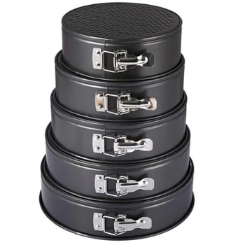

5 Pcs Kitchen Cake Baking Pan Round Shape Non-Stick Cake Mold Steel Pan Set Removable Bottom Cake Decorating Tools