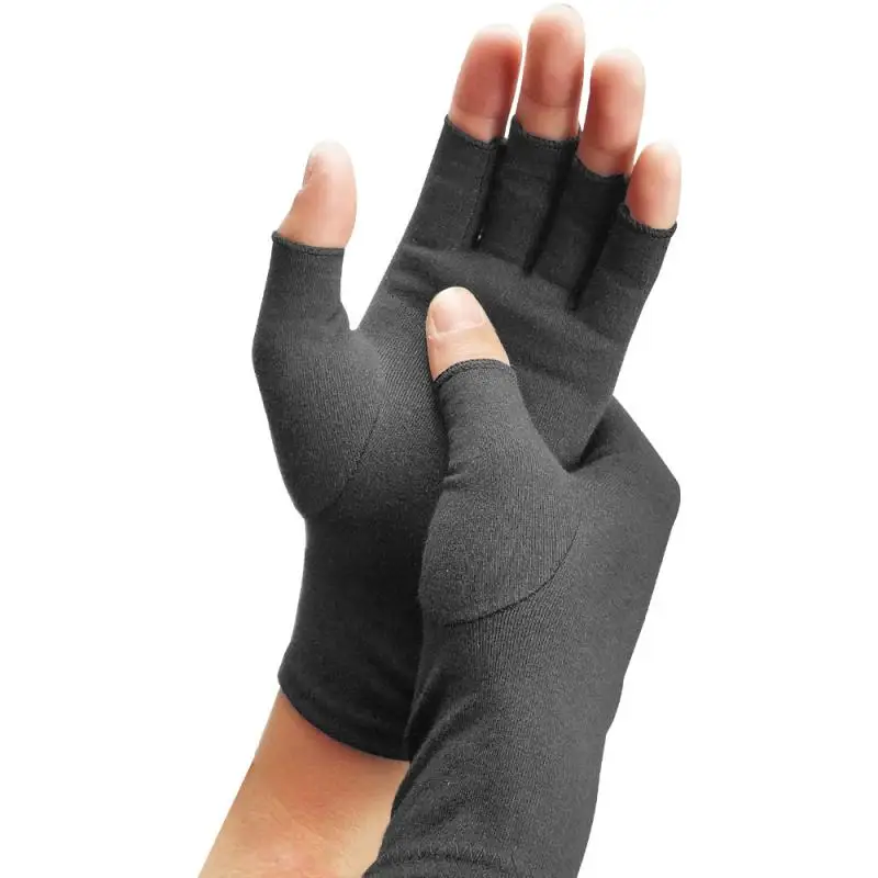 1 пара спортивных перчаток для женщин и мужчин, хлопковые эластичные перчатки для артрита боли в суставах, перчатки для терапии, компрессионные перчатки с открытыми пальцами - Цвет: 2