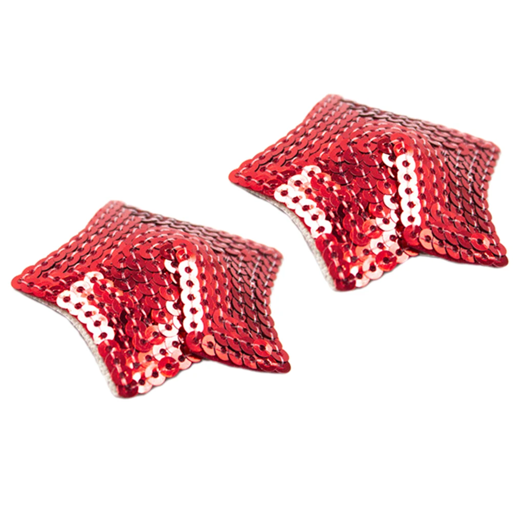 1 Pair Women Star Shaped Sparkling Sequins Nipple Covers/Breast Petal Pasties Adhesive and Reusable Stickers Bra Pad Patch