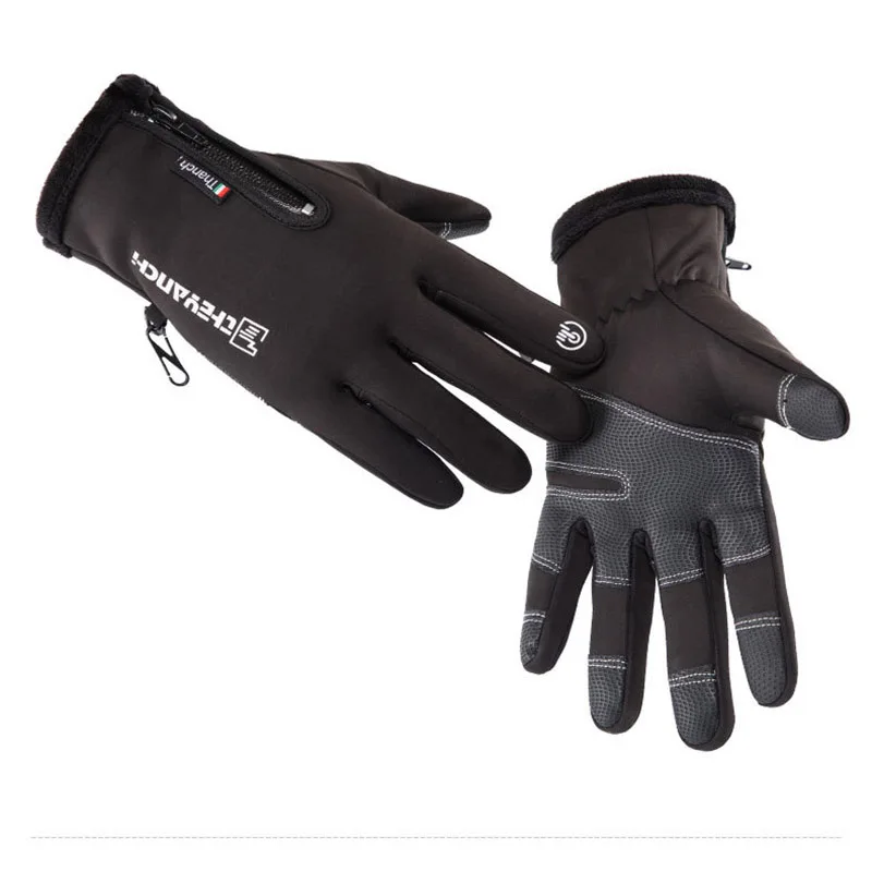 Outdoor Waterproof Gloves Winter Zipper Touch Screen Heated Glove Motorcycle Gloves For Motorcycle Sports Velvet Mountaineering