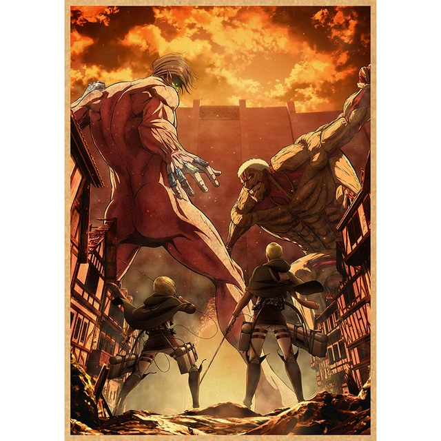 Attack on Titan Anime Poster Decor For Home Posters Room Wall Pictur Kraft Paper Retro And Prints Art Bar Cafe Stickers 12