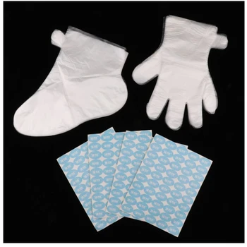 

200 Pieces Disposable Transparent Gloves Paraffin Wax Spa Foot Hands Care Bags Plastic Socks Gloves with Stickers for Women