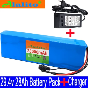

7S4P 24V 28Ah electric bicycle motor ebike scooter li-ion battery pack 29.4v 18650 rechargeable batteries BMS + charger