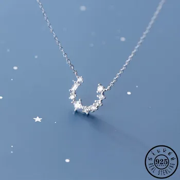 

925 Sterling Silver Initial Letter U Pendant with Cubic Zircon Stone Statement Party Collar CZ Necklaces Jewelry for Women Lady