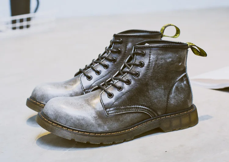 Мужские ботинки doc martins; красивые ботинки Dr Martins в британском стиле; винтажные классические военные ботинки из натуральной кожи; Мужская обувь в байкерском стиле на толстом каблуке