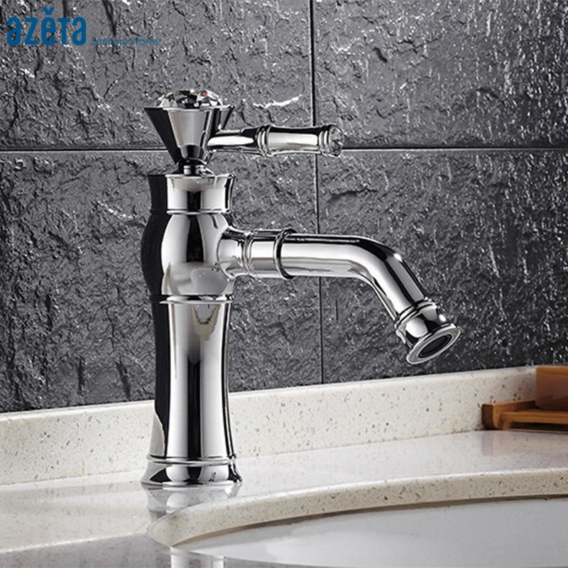 

Deck Mounted Single Handle Basin Tap Brass Chrome plated Bathroom Washbasin Basin Faucet AT8806
