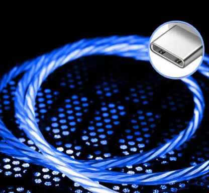 For Type-C Blue Автомобильный светодиодный usb-кабель для быстрой зарядки USBC шнур для Volkswagen Polo, Golf 5 6 7 Passat B5 B6 Bora MK5 MK6 Tiguan - Цвет: For Type-C Blue