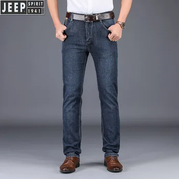 

JEEP SPIRIT New Arrival Spring Black Jeans Men Business Casual Straight Denim Trousers Men Plus Size Male Pants Denim Pant Men