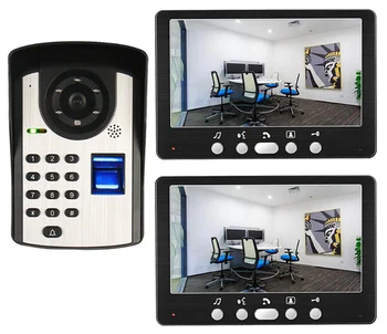 

1Camera+2Monitors Video Intercom System Door Bell 7" Video Door Phone/Doorphone,HD Camera w/t Fingerprint&Password Function