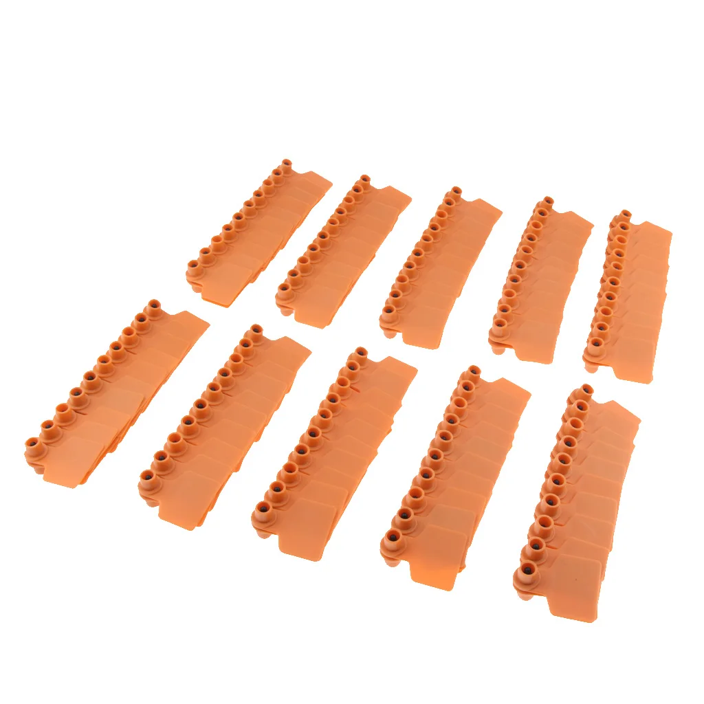 100 Pieces Blank Pigs Cow Livestock Ear Tags Marker, Anti-Corrosion Orange