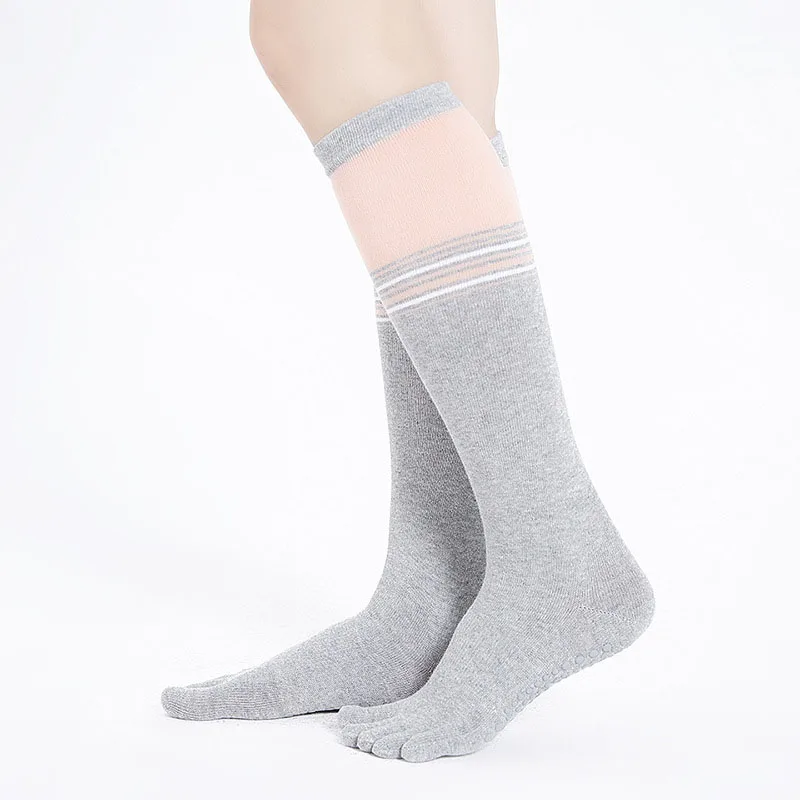 full toe- gray Женские нескользящие 5 носки с отдельными пятью пальцами ног Гольфы спортивные фитнес чулки для танцев - Цвет: full toe- gray