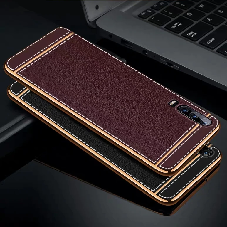 Чехол для Huawei P30 P20 Pro мягкий силиконовый чехол с кожаной текстурой тонкий