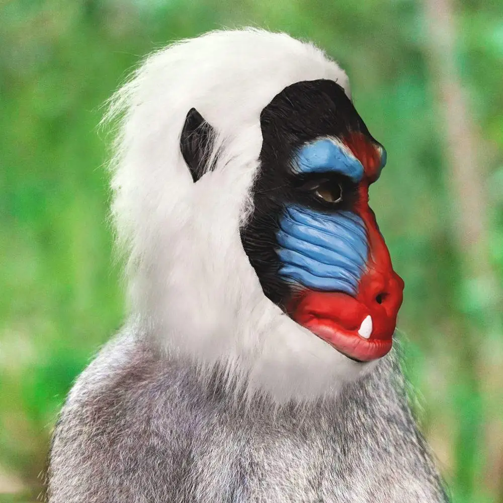 Molezu Обезьяна Маска латексное животное Baboon Gelada маски для Хэллоуина