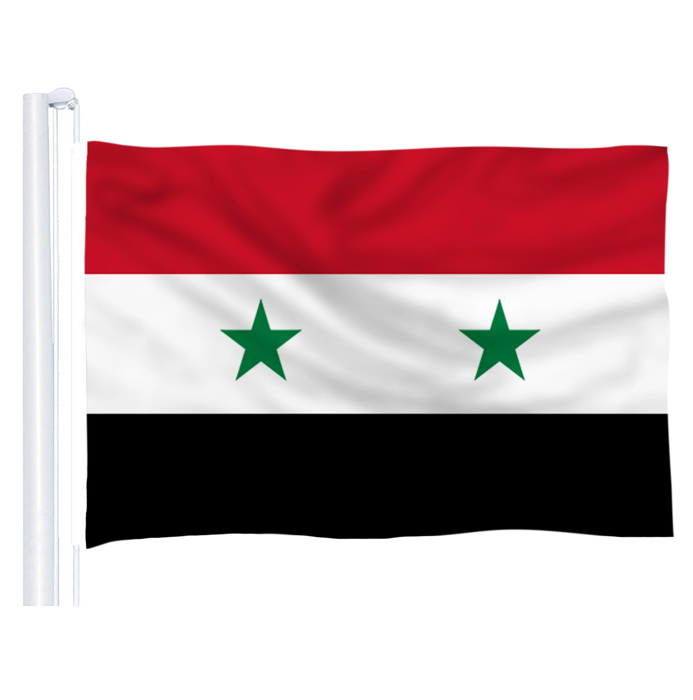 

Two stars Syria Flag 90x150cm 100% Polyester flag 2 Sides printing