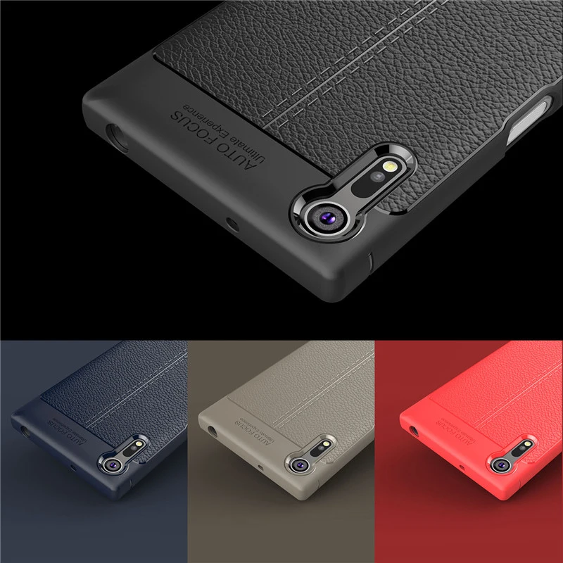 

Soft Phone Cover For Sony xz4 xz2 xz1 premiu compact xa3 XA2 ultra plus L2 Case Leather Texture Shockproof Flexible Funda Case