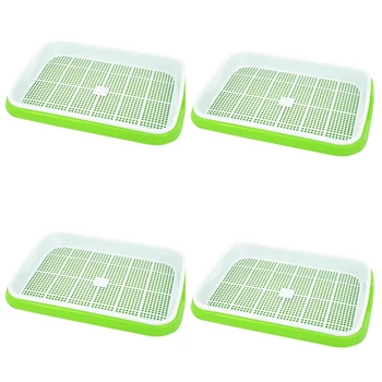 

4Pc/Set Plant Flower Germination Tray Box Double-Layer Seed Sprouter Nursery Tray Hydroponics Basket (Green#)